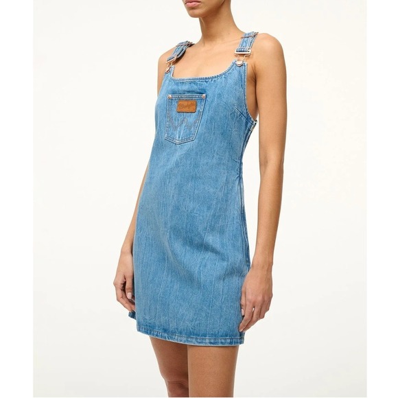 Wrangler x Staud Dresses & Skirts - NWT Wrangler x Staud The Overall Dress Blue Denim Mini Pinafore Womens Size M